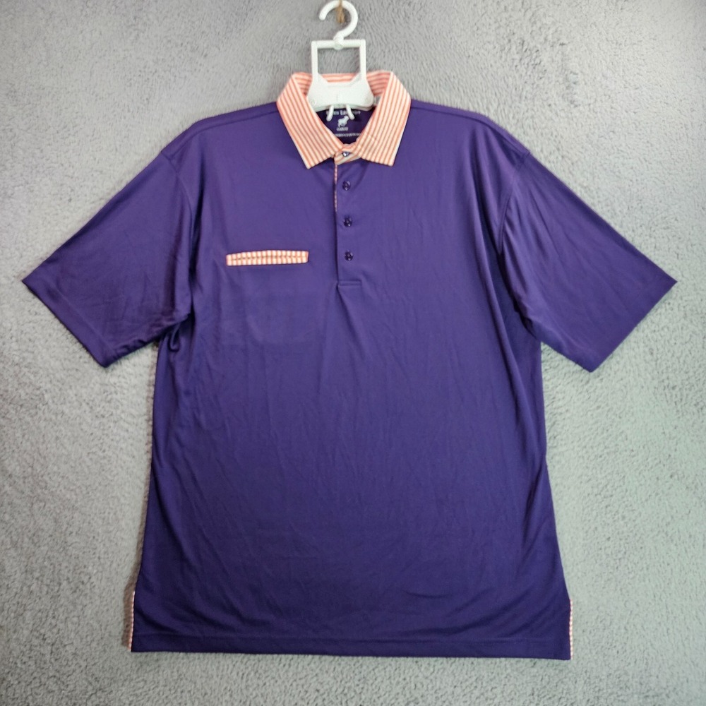 Horn Legend Polo Shirt Men Large Perofrmance Golf Purple